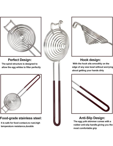 Separador de Yema y Clara de Huevo Yuntop Acero Inoxidable 25.5 cm