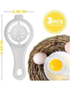 Separador de Clara y Yema de Huevo BURIUS - 3 Piezas - Plástico Blanco 2