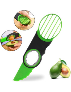 Cortador de Aguacate 3 en 1 Genérico Acero Inoxidable Verde 2