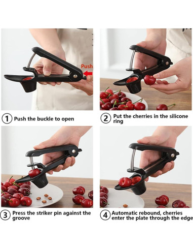 Herramienta Quita Huesos de Cereza Racoshk - Negro, 2.79 cm