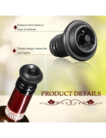 18 Piezas Bomba de Conservación de Vino Honoson - Selladores Reutilizables