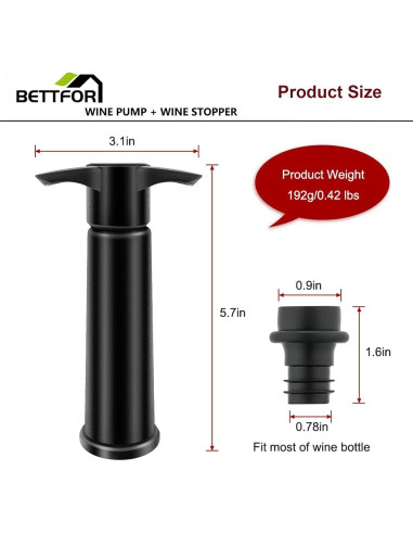 Bomba de vacío para vino BETTFOR + 4 tapones reutilizables