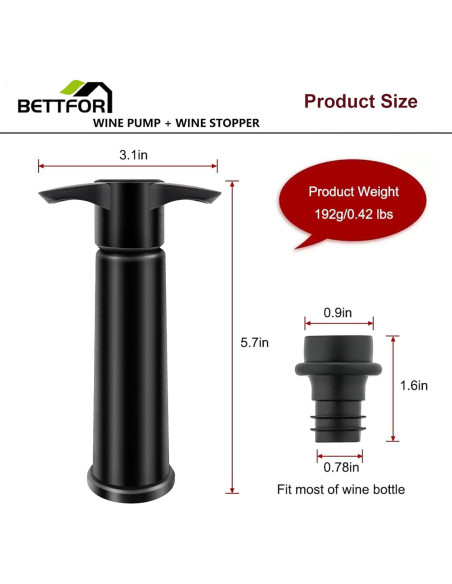 Bomba de vacío para vino BETTFOR + 4 tapones reutilizables