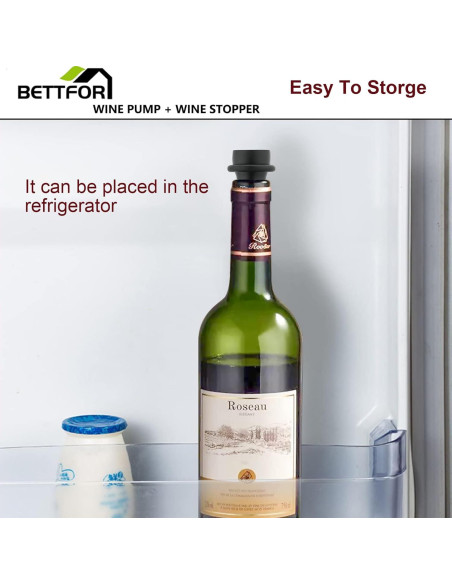 Bomba de vacío para vino BETTFOR + 4 tapones reutilizables