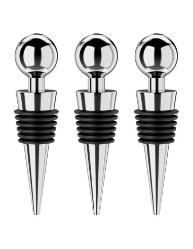 Tapones para botellas de vino BETTFOR 3 Pcs Silicona Plata