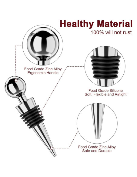 Tapones para botellas de vino BETTFOR 3 Pcs Silicona Plata