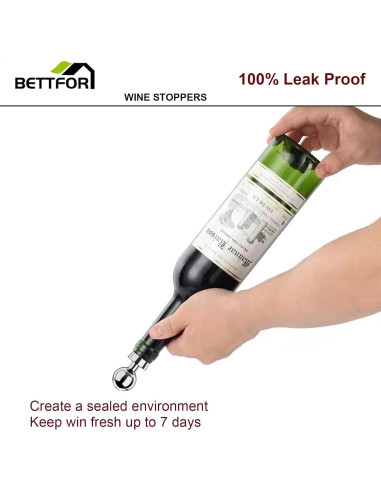 Tapones para botellas de vino BETTFOR 3 Pcs Silicona Plata