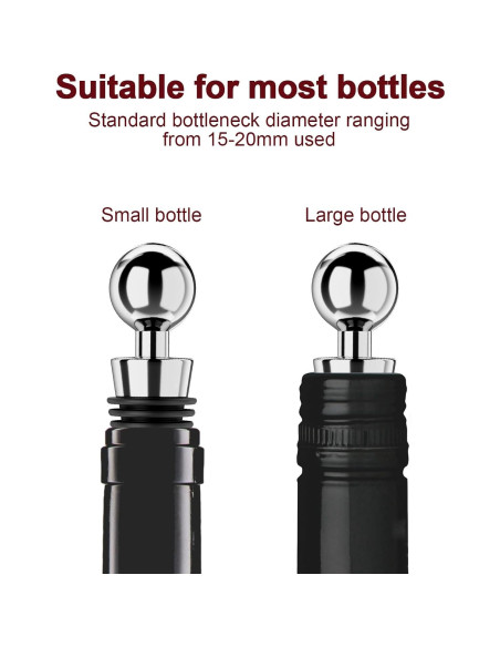 Tapones para botellas de vino BETTFOR 3 Pcs Silicona Plata