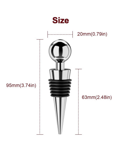 Tapones para botellas de vino BETTFOR 3 Pcs Silicona Plata