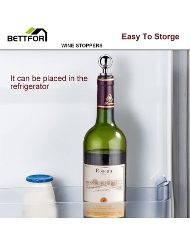 Tapones para botellas de vino BETTFOR 3 Pcs Silicona Plata