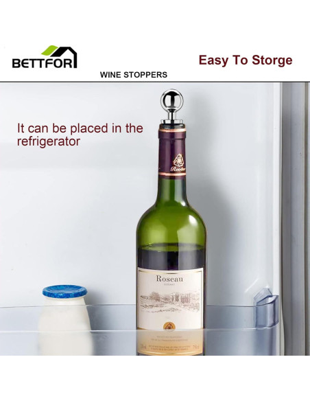 Tapones para botellas de vino BETTFOR 3 Pcs Silicona Plata