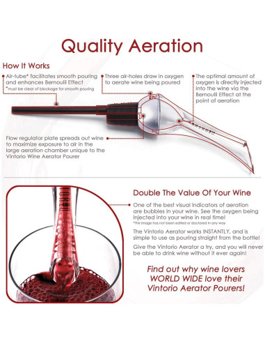 Aerador y Vertedor de Vino Vintorio Premium - Plata