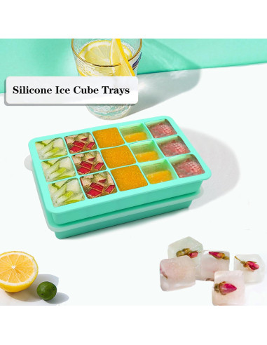Bandejas de Cubos de Hielo de Silicona DCCPAA - 2 Piezas, 15 Moldes