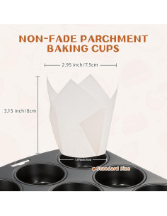 200 Forros de Cupcake Tulipán Blanco JIRNGLA - Papel Parchment 2