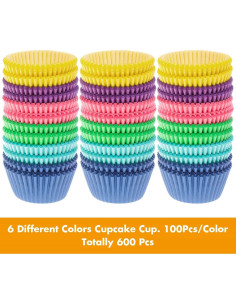 Forros para Cupcakes Selizo 600 Pcs Papel 5 cm Colores Brillantes 2