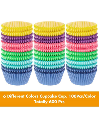 Forros para Cupcakes Selizo 600 Pcs Papel 5 cm Colores Brillantes