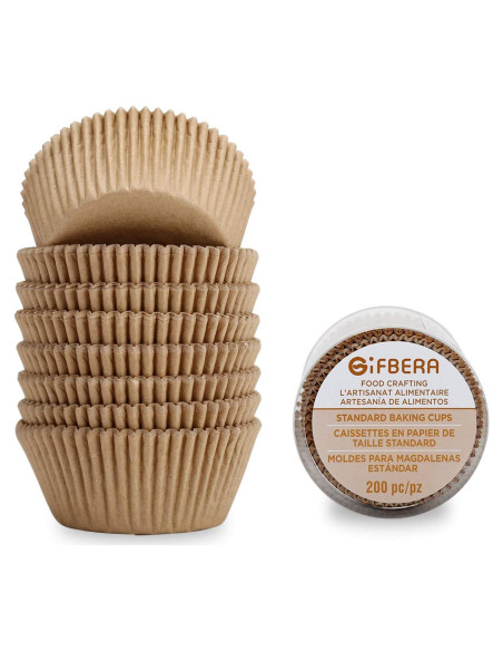 Forros para Cupcakes Estándar GiFBERA 200 Unidades Naturales