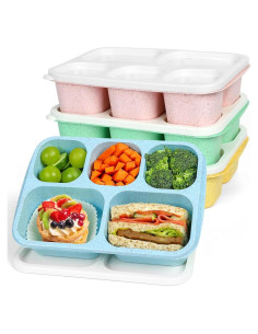 Caperci 4 Recipientes Bento Reutilizables 5 Compartimentos 1035ml