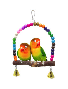 Columpio de Madera Honbay para Aves Pequeñas 16x15cm 2