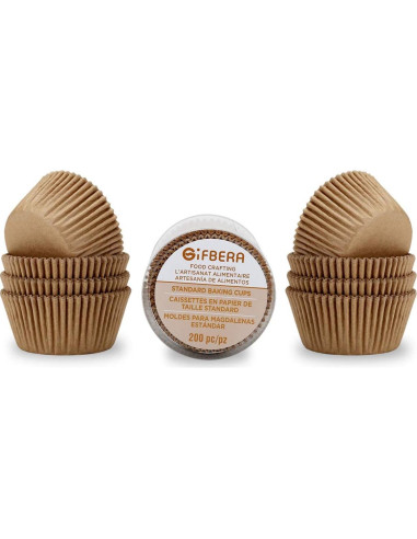 Forros para Cupcakes Estándar GiFBERA 200 Unidades Naturales