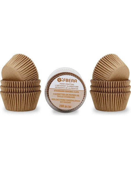 Forros para Cupcakes Estándar GiFBERA 200 Unidades Naturales