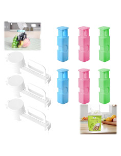 Set de Clips de Sellado de Bolsa de Comida zxbaers - 3 Boquillas y 6 Clips