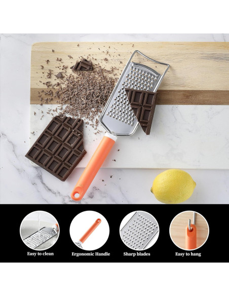 Rallador de Queso VITUER Acero Inoxidable Mango Naranja 24.89 cm