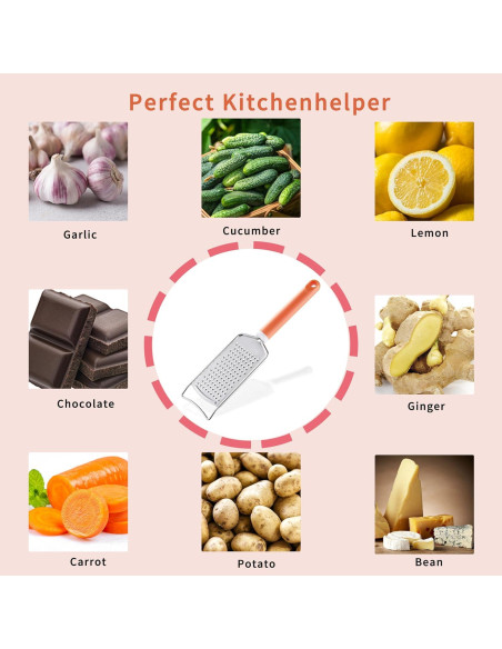 Rallador de Queso VITUER Acero Inoxidable Mango Naranja 24.89 cm