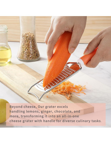 Rallador de Queso VITUER Acero Inoxidable Mango Naranja 24.89 cm