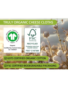 Paños de Queso Orgánicos Olicity 20x20 cm 2PCS Certificados GOTS 2