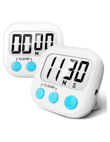 Paquete de 2 Temporizadores Digitales de Cocina AOUCE Blanco