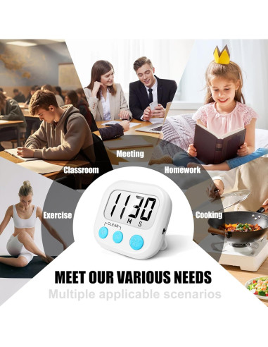 Paquete de 2 Temporizadores Digitales de Cocina AOUCE Blanco