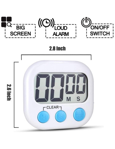 Paquete de 2 Temporizadores Digitales de Cocina AOUCE Blanco