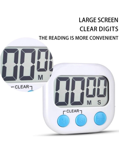 Paquete de 2 Temporizadores Digitales de Cocina AOUCE Blanco