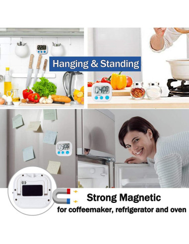 Paquete de 2 Temporizadores Digitales de Cocina AOUCE Blanco