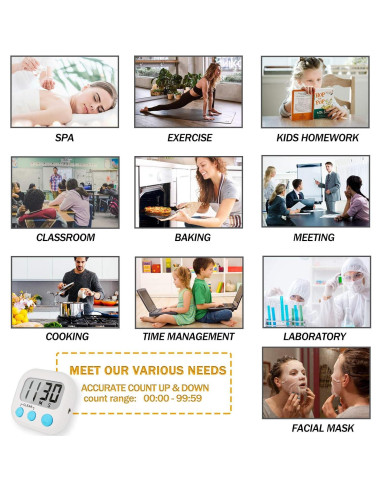 Paquete de 2 Temporizadores Digitales de Cocina AOUCE Blanco