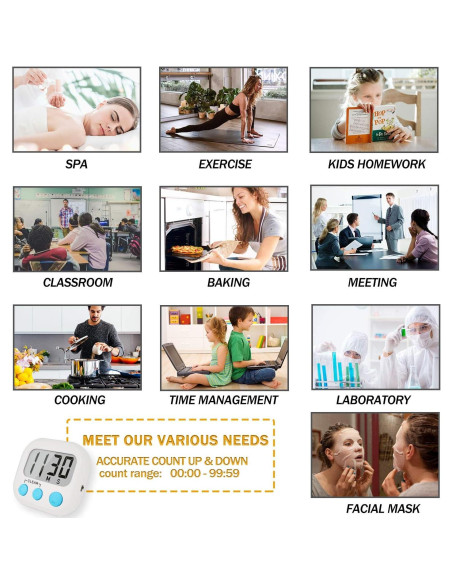 Paquete de 2 Temporizadores Digitales de Cocina AOUCE Blanco