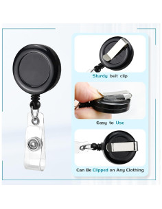 2 Portatarjetas Retráctiles Koorito con Clip Cintura Negro 2