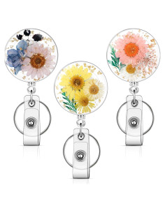 3 Ruedas de Insignia Floral HLQHXWHZT - Clip Retráctil 4 cm