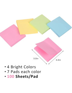 Notas Adhesivas HappyHapi 3x3" 28 Paquetes 2800 Hojas Colores 2