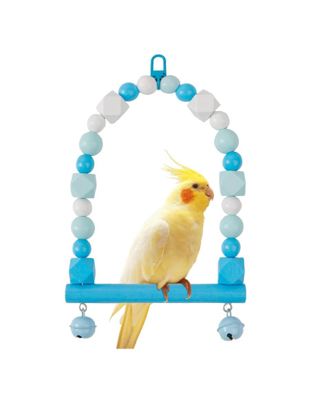 Columpio de Madera para Aves HASSLICKIT Azul 19.5x16cm Columpio de Madera para Aves HASSLICKIT Azul 19.5x16cm