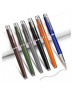 Juego de 6 bolígrafos de metal YONCOUX con punta fina 0.5mm