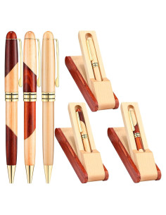 Juego de 3 Bolígrafos de Madera Zhanmai con Estuche
