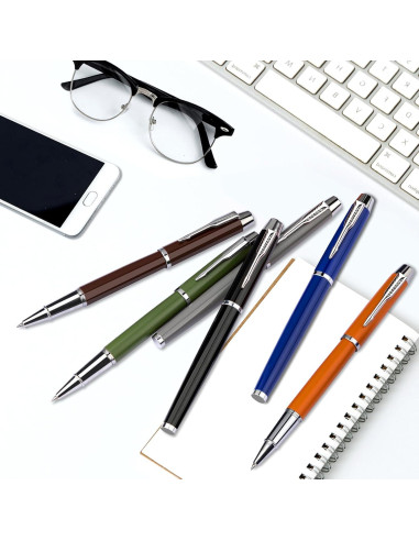 Juego de 6 bolígrafos de metal YONCOUX con punta fina 0.5mm