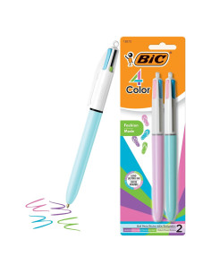 Bolígrafo Retráctil BIC 4 Colores Moda Paquete de 2