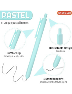 Bolígrafos de Punta de Bola Shuttle Art, 15 Unidades Tinta Negra 2