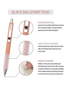 Bolígrafos Linbsunne Retráctiles Negro Punta Media 1mm - 12 Pcs 2