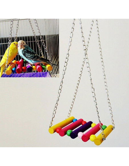 Columpios para Aves Vktech 5pcs Madera Colorido Periquitos
