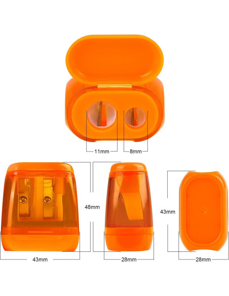 Paquete de 4 Sacapuntas Doble Agujero Hutou - Colores Variados