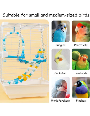 Columpio de Madera para Aves HASSLICKIT Azul 19.5x16cm